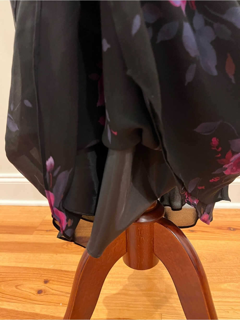 VTG Jones New York Dress 14 Black Silk Dark Floral Maxi Sleeveless Lined 90s Y2K - Picture 5 of 14
